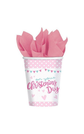 Picture of BABY CHRISTENING DAY PINK CUPS 266ML - 8PK